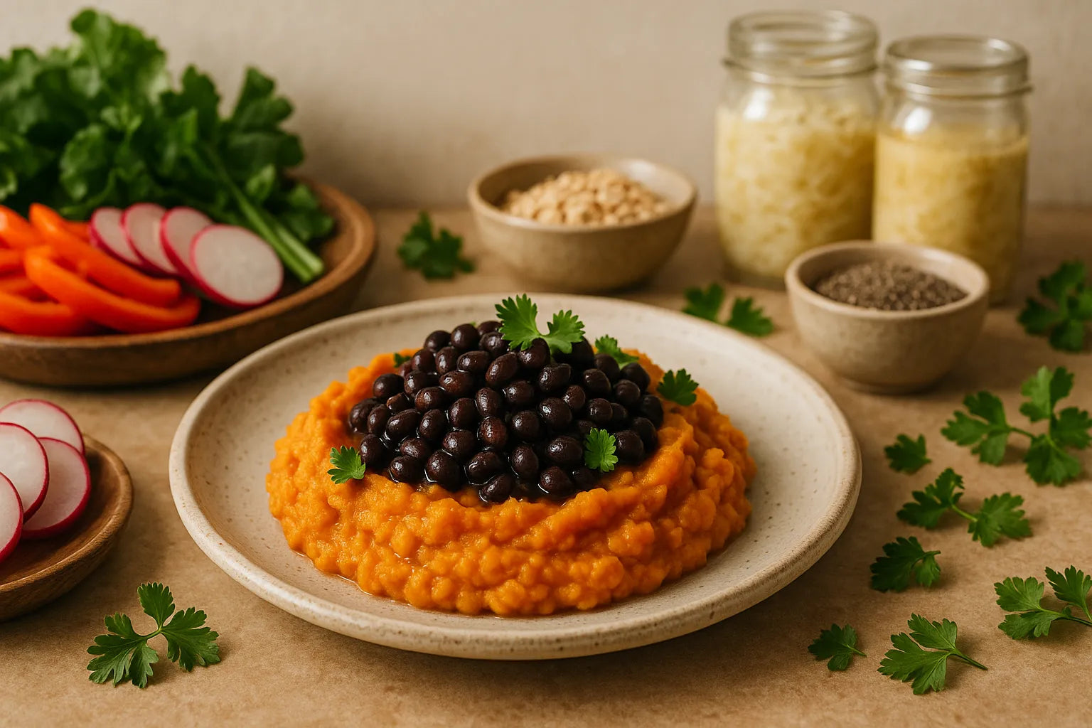 Sweet potato mash with black beans