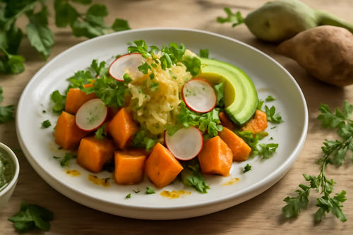Sweet potato salad with sauerkraut