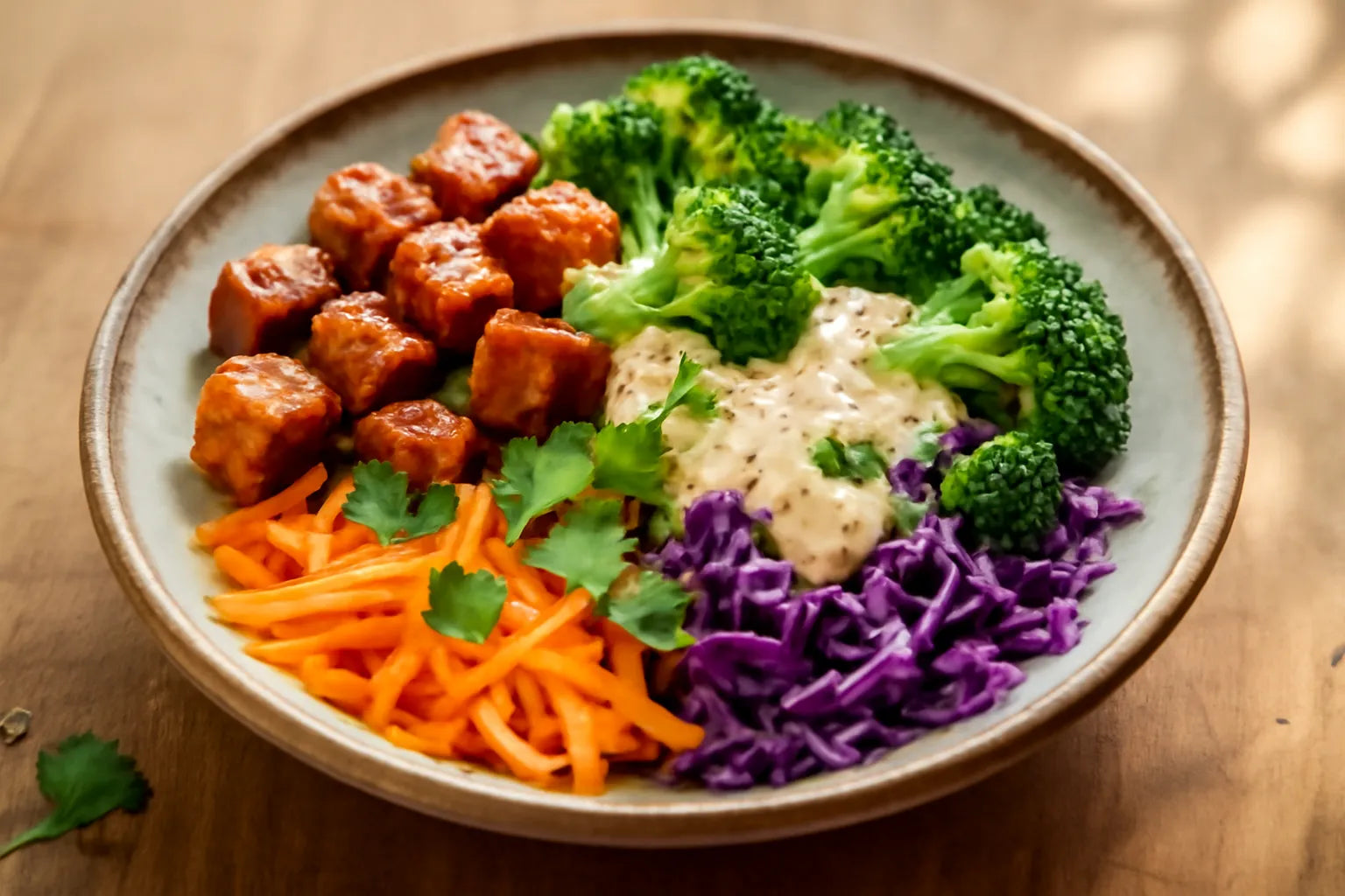 Tempeh Broccoli Tahini Pokebowl