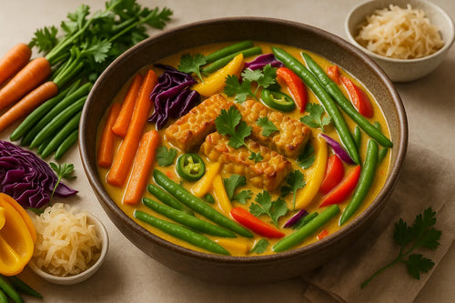 Curry de tempeh con coco y verduras