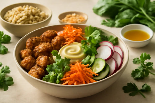 Tempeh Kimchi Gochujang Tahini Pokebowl