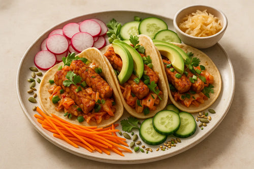 Tacos de tempeh con kimchi