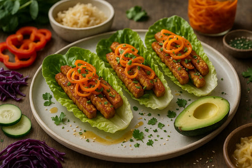 Tempeh Lettuce Cups with Pickled Carrots