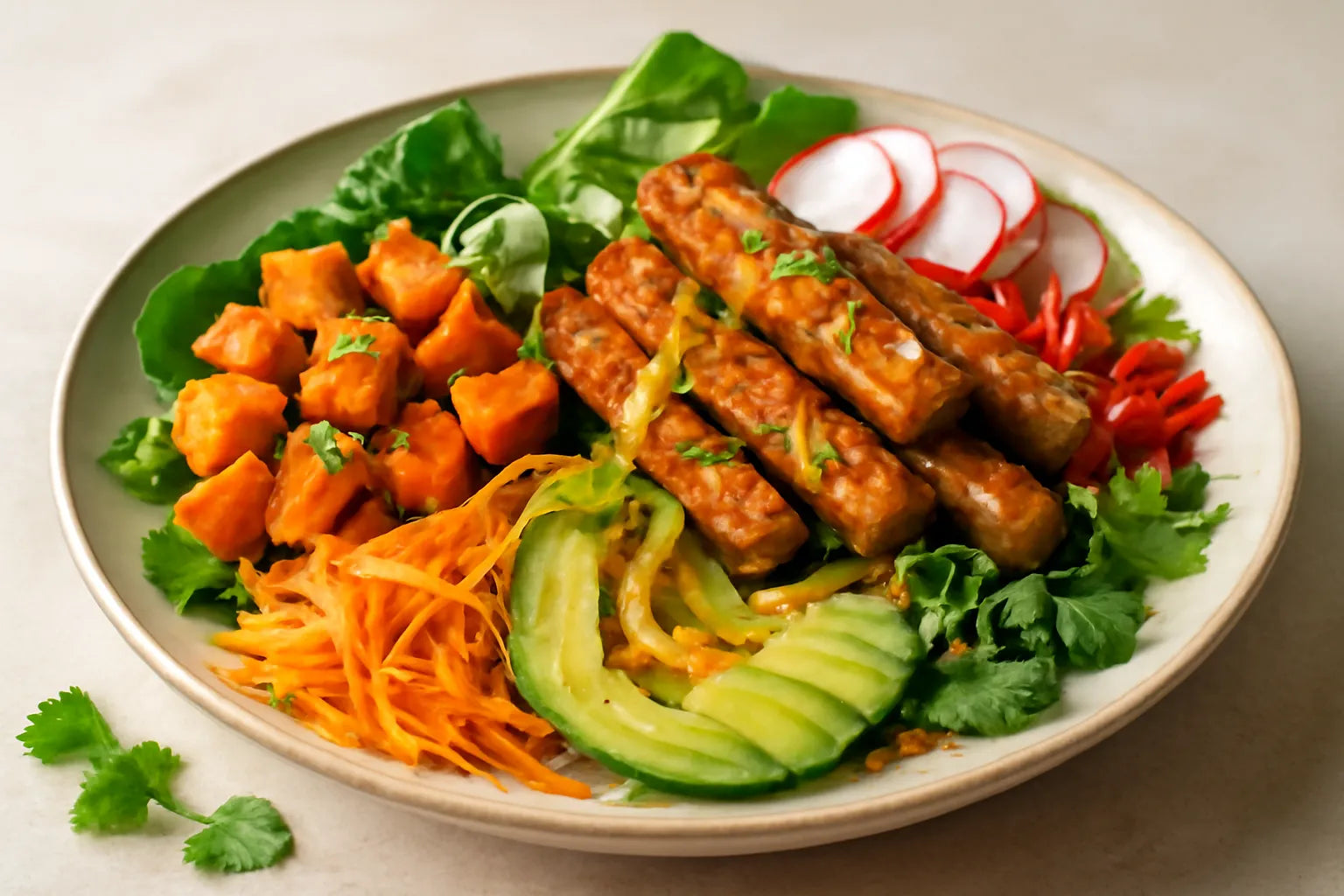 Tempeh Sweet Potato Peanut Lime Pokebowl