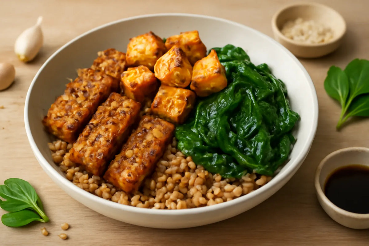 Bowl de farro au tempeh et au tofu