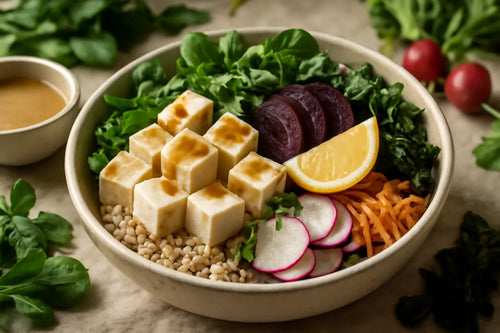 Tofu Beetroot Lemon Miso Pokebowl