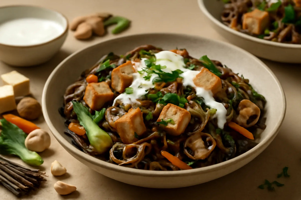Sauté de soba au sarrasin, tofu et kéfir