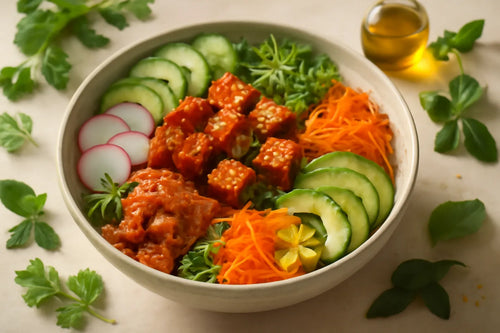 Tofu Kimchi Gochujang Sesame Pokebowl