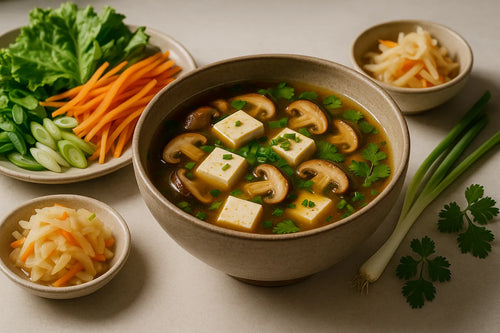 Sopa de Miso com Tofu e Cogumelos