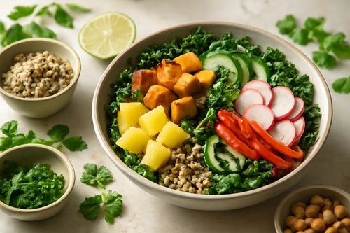 Tofu Pineapple Peanut Lime Pokebowl