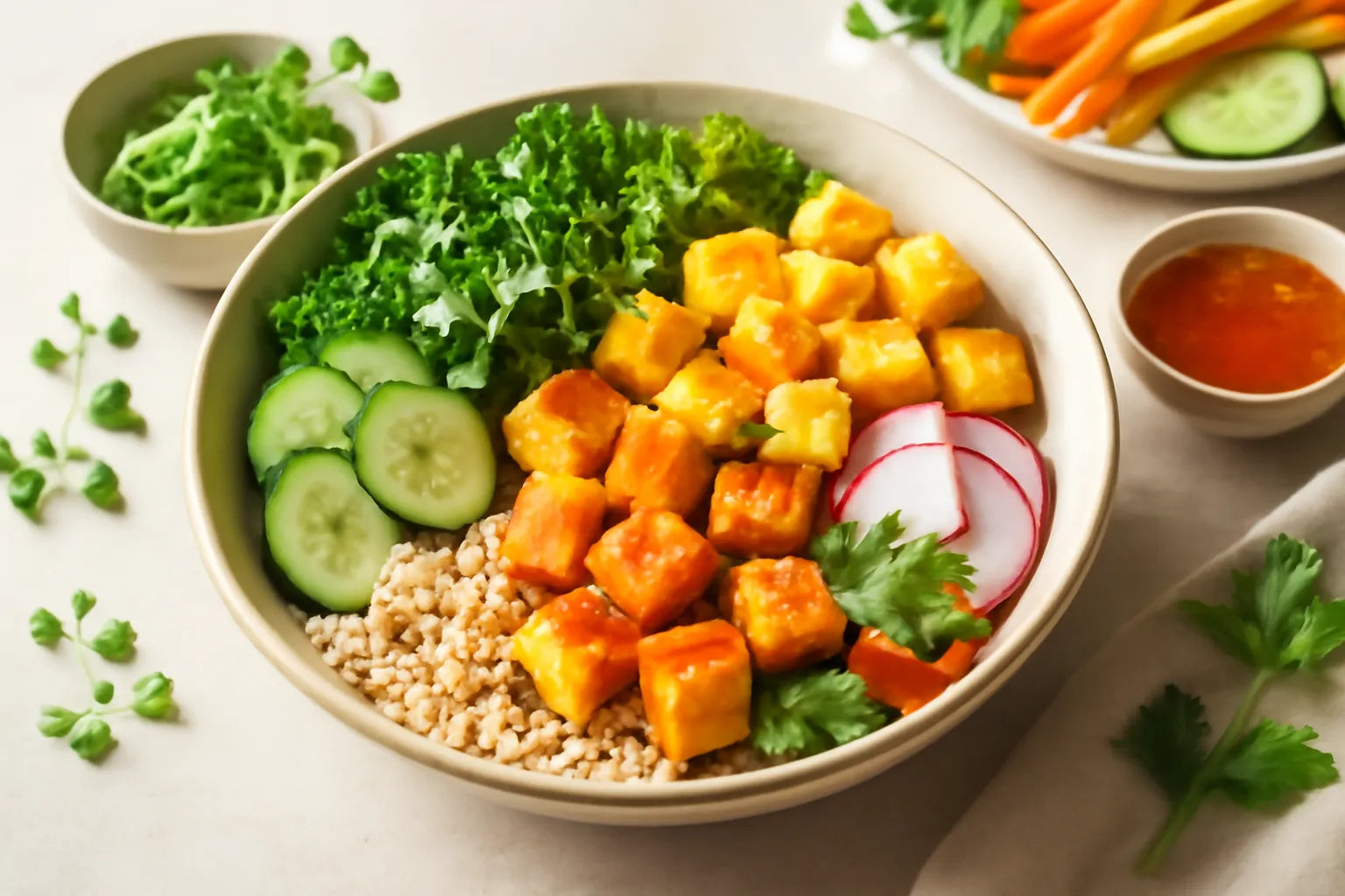 Tofu Pineapple Sweet Chili Pokebowl