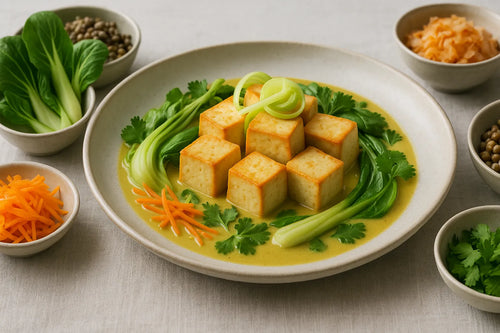 Tofu with leek and curry
