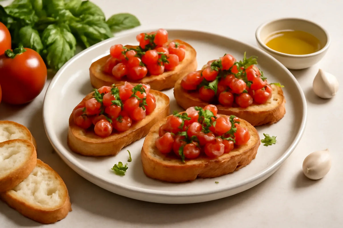 Crostini de tomate y albahaca