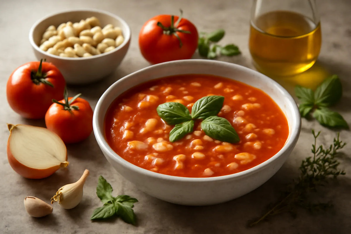Sopa de tomate y alubias cannellini