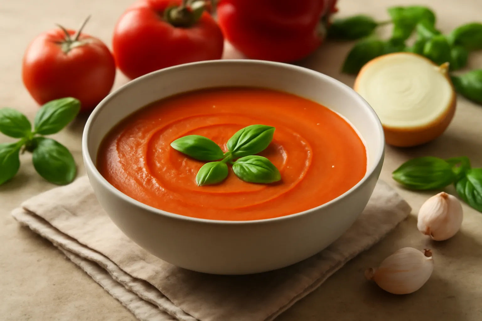 Tomatensoep en paprika