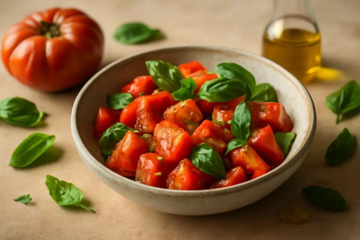 Tomato salad with basil and olive oil