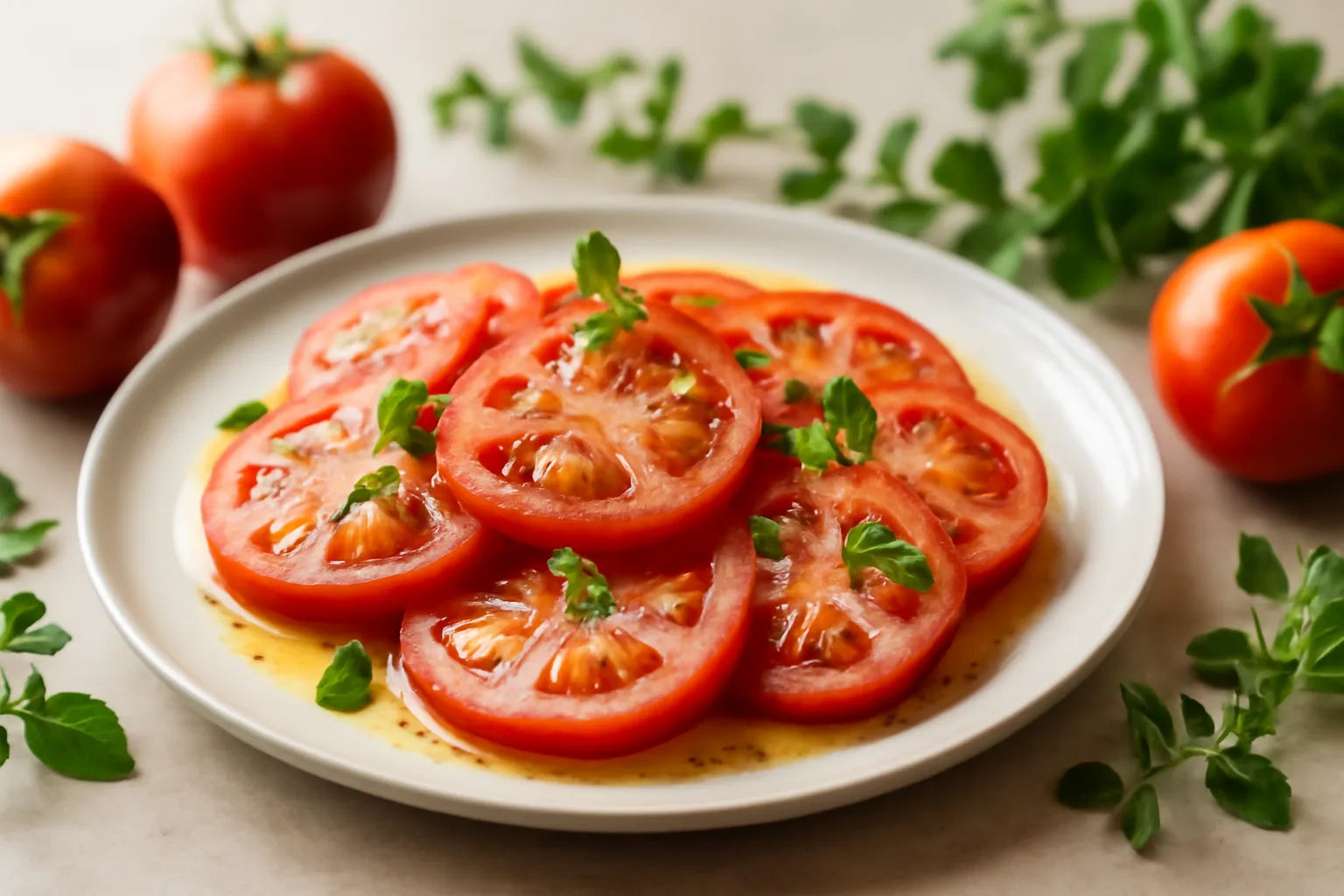 Tomatensalade met olijfolie en oregano