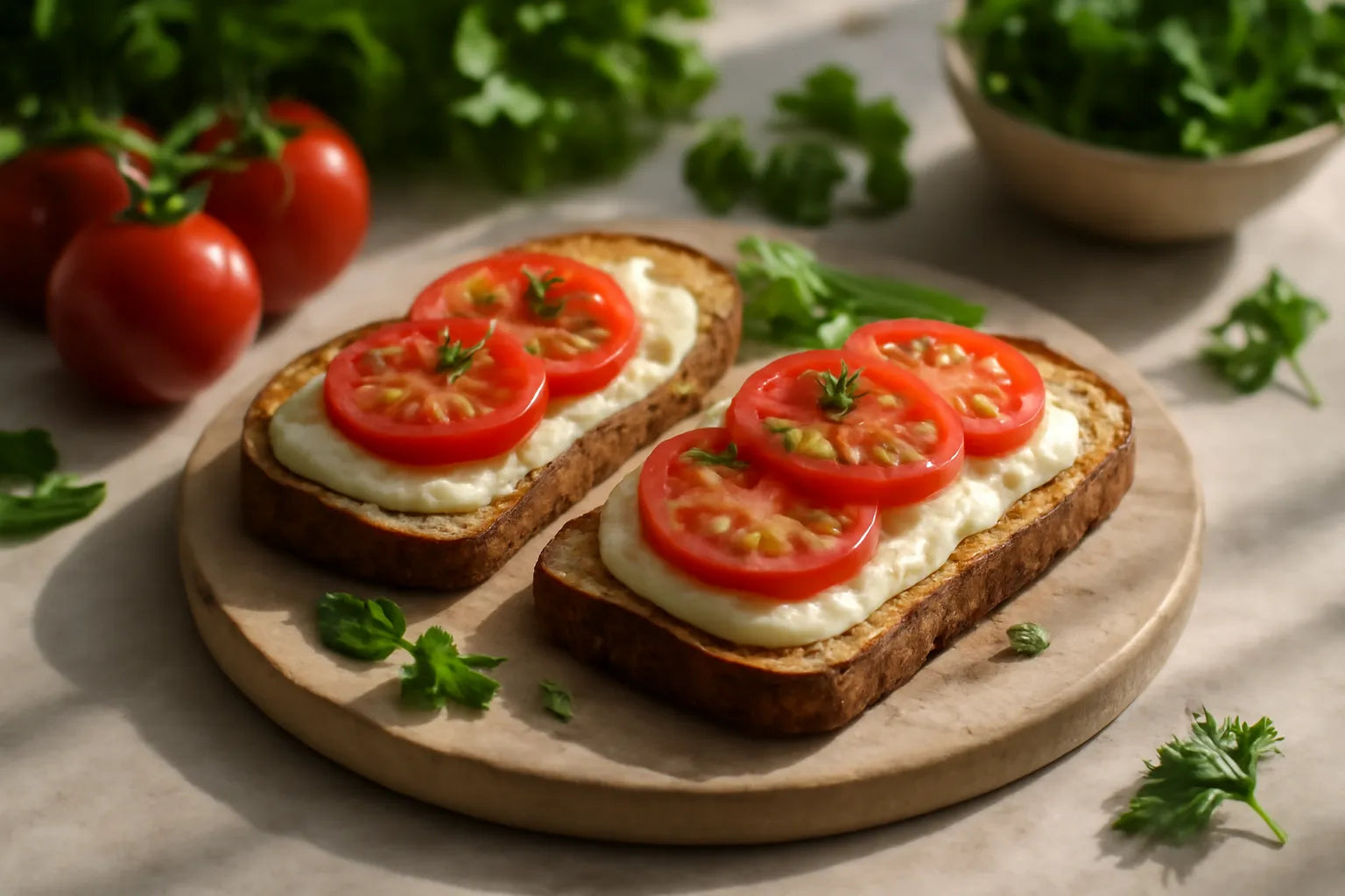 Tomatentoast met magere kaas