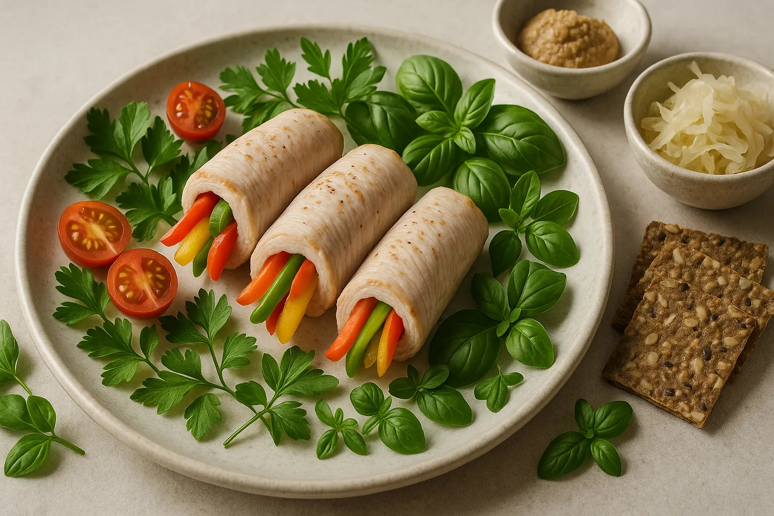 Turkey breast rolls with bell pepper