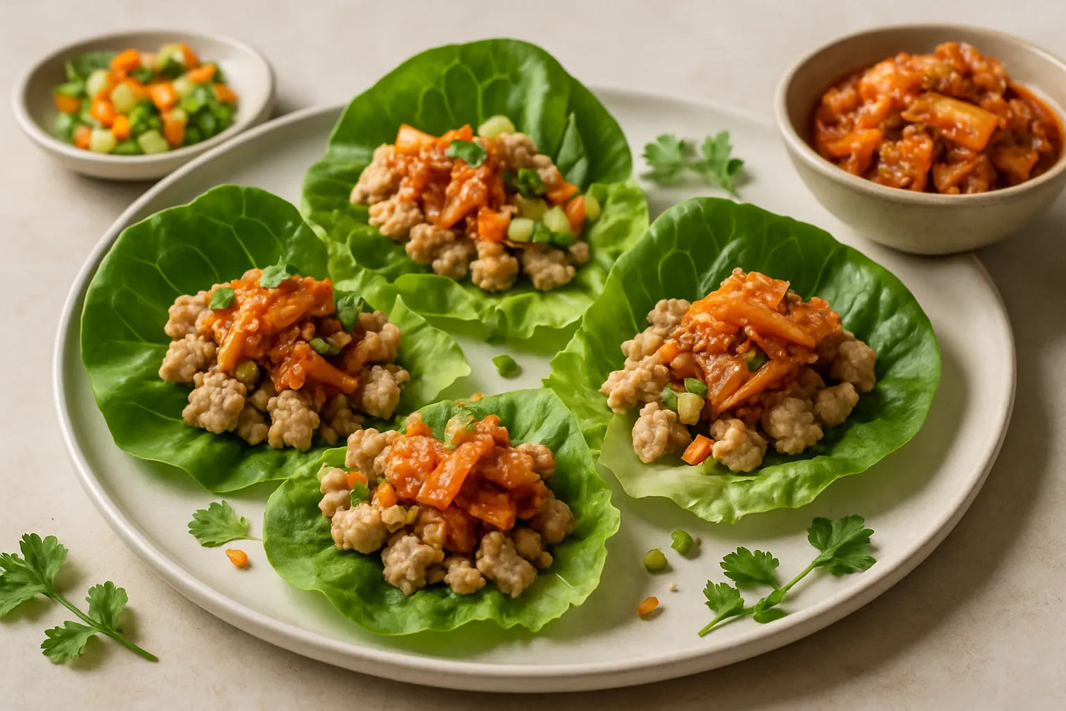 Puten-Lettuce-Wraps mit Kimchi