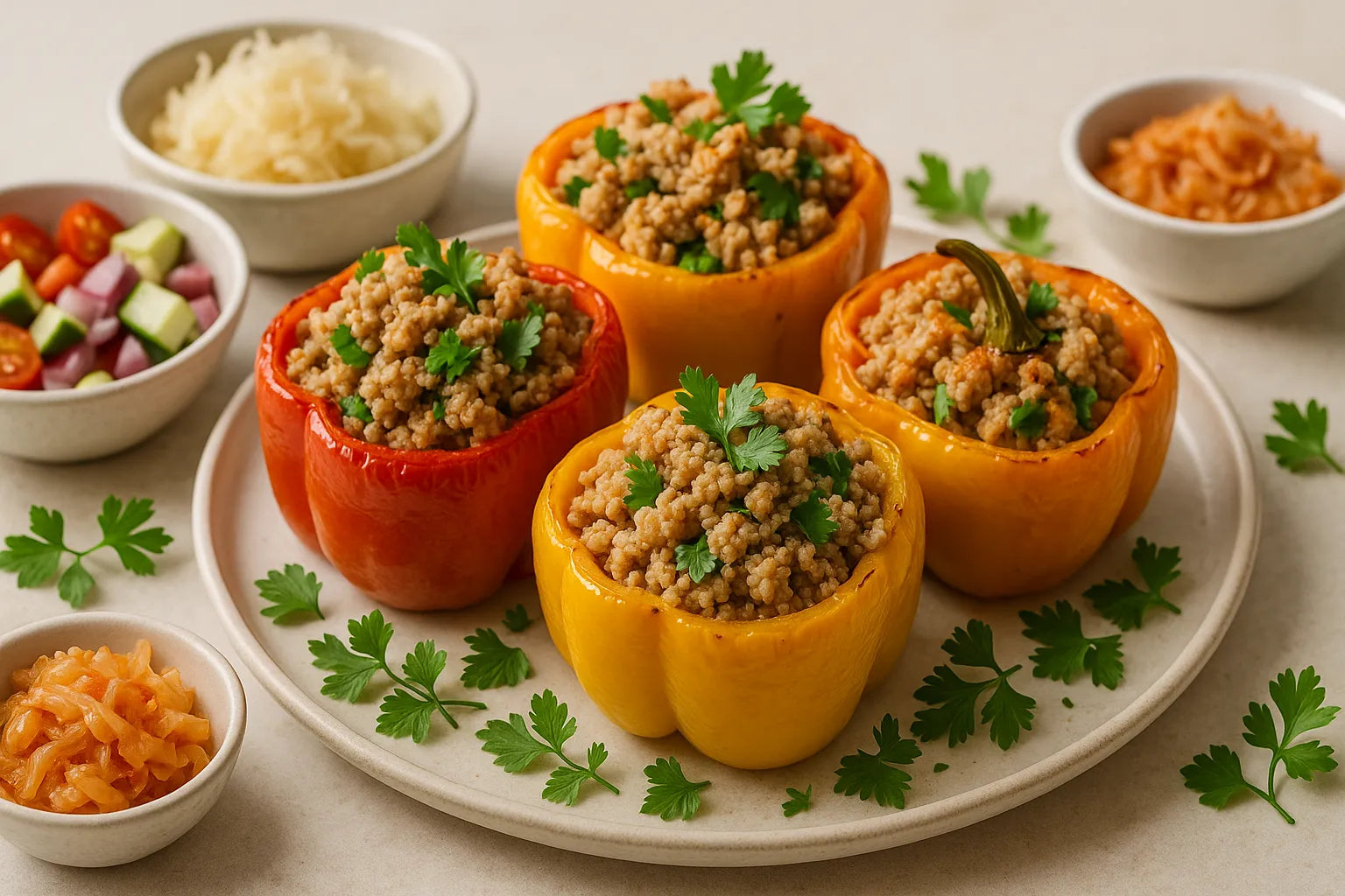 Pimientos rellenos de quinoa y pavo