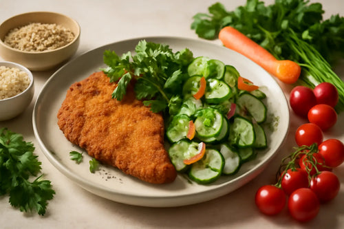 Turkey schnitzel with cucumber salad
