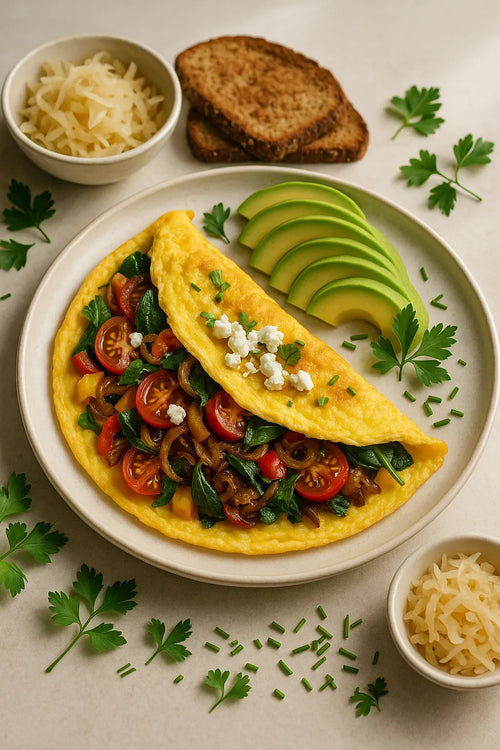 Vegetable omelet with cottage cheese