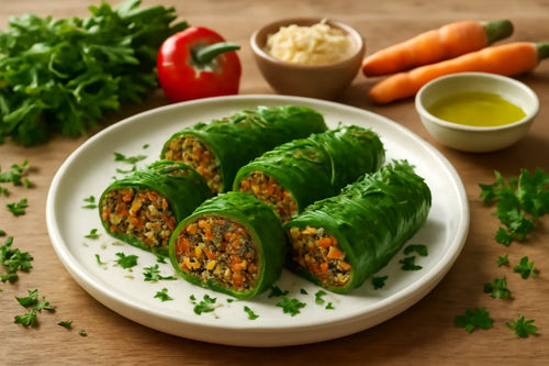 Vegetable roulades with lentil filling