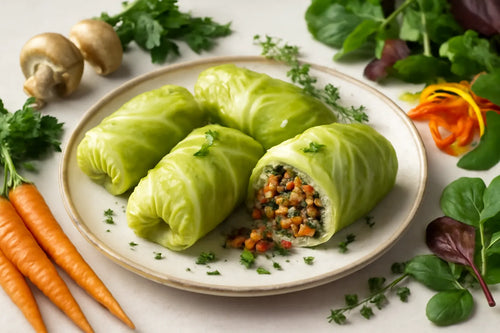 Vegetarian cabbage rolls with mushrooms