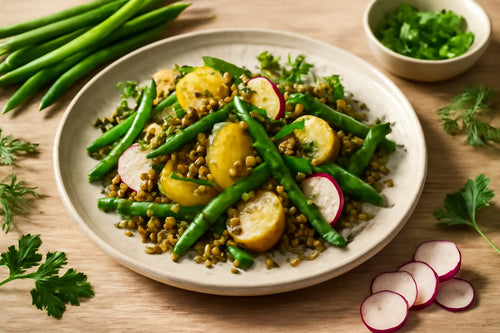 Warm potato salad with green beans