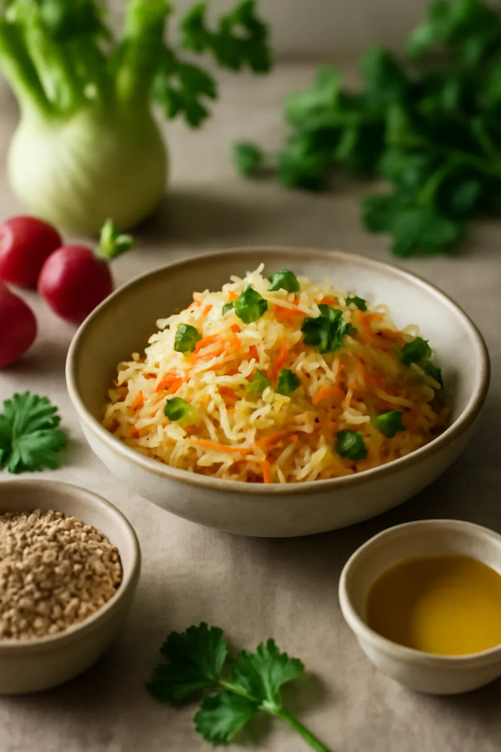 Warm sauerkraut salad with carrots