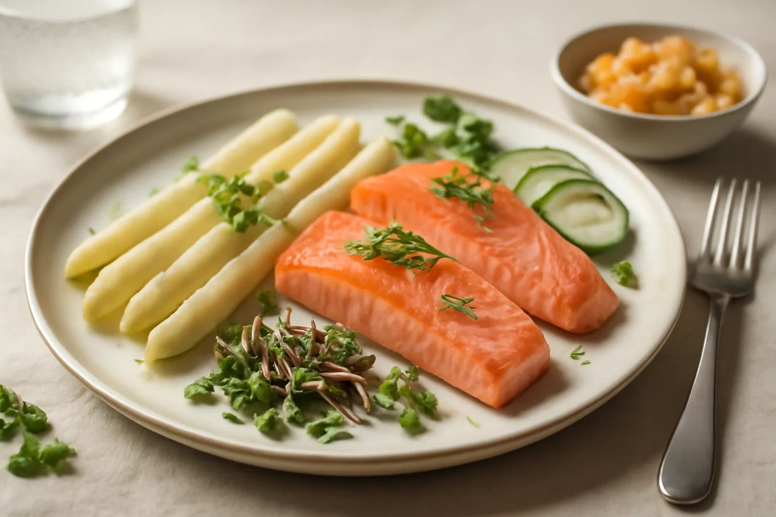 Witte asperges met zalm