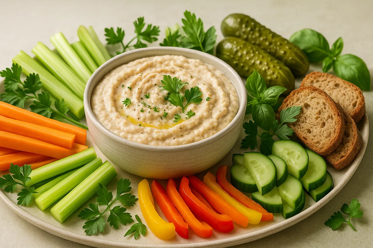 White Bean Garlic Dip with Vegetable Sticks