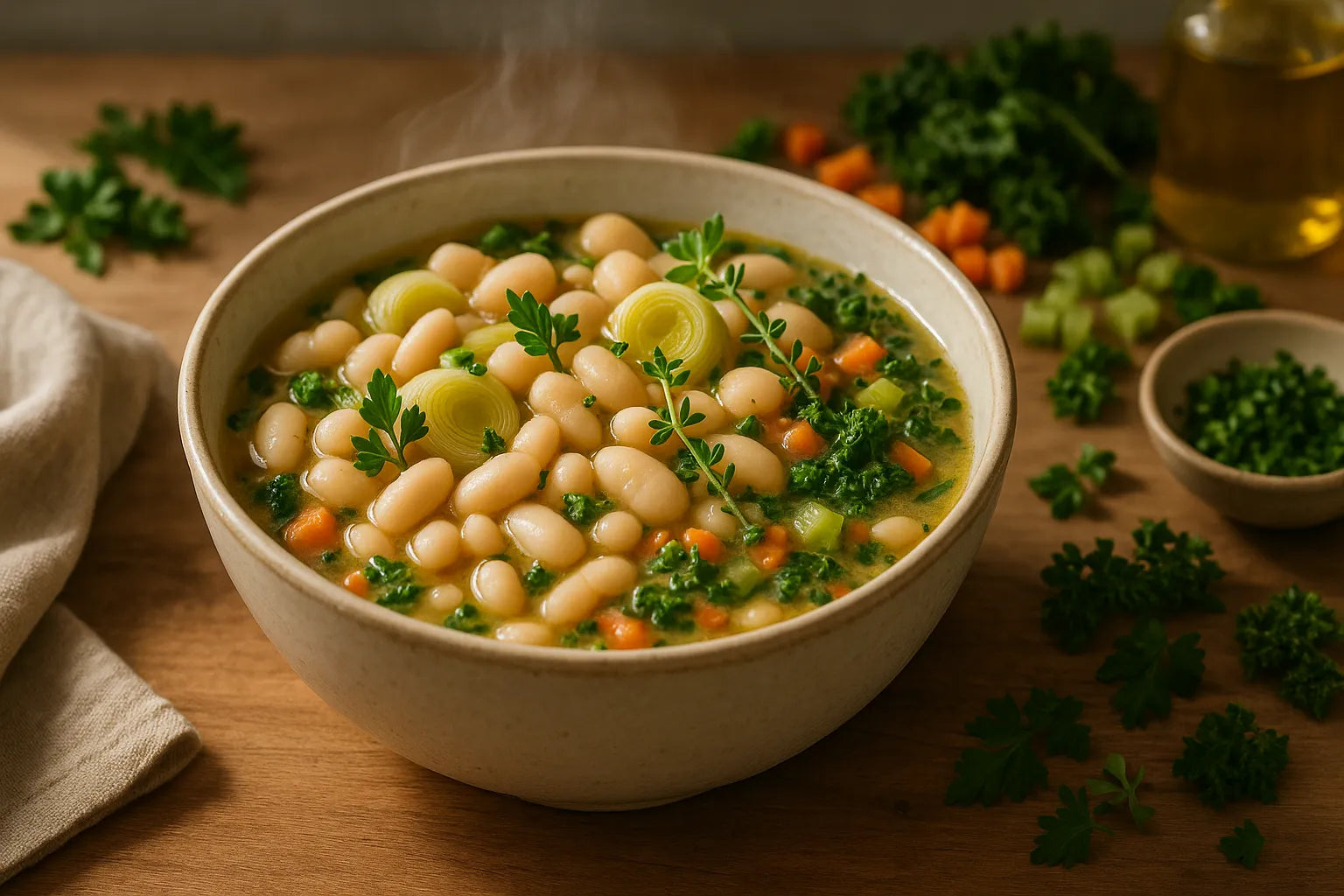 White bean stew with leek