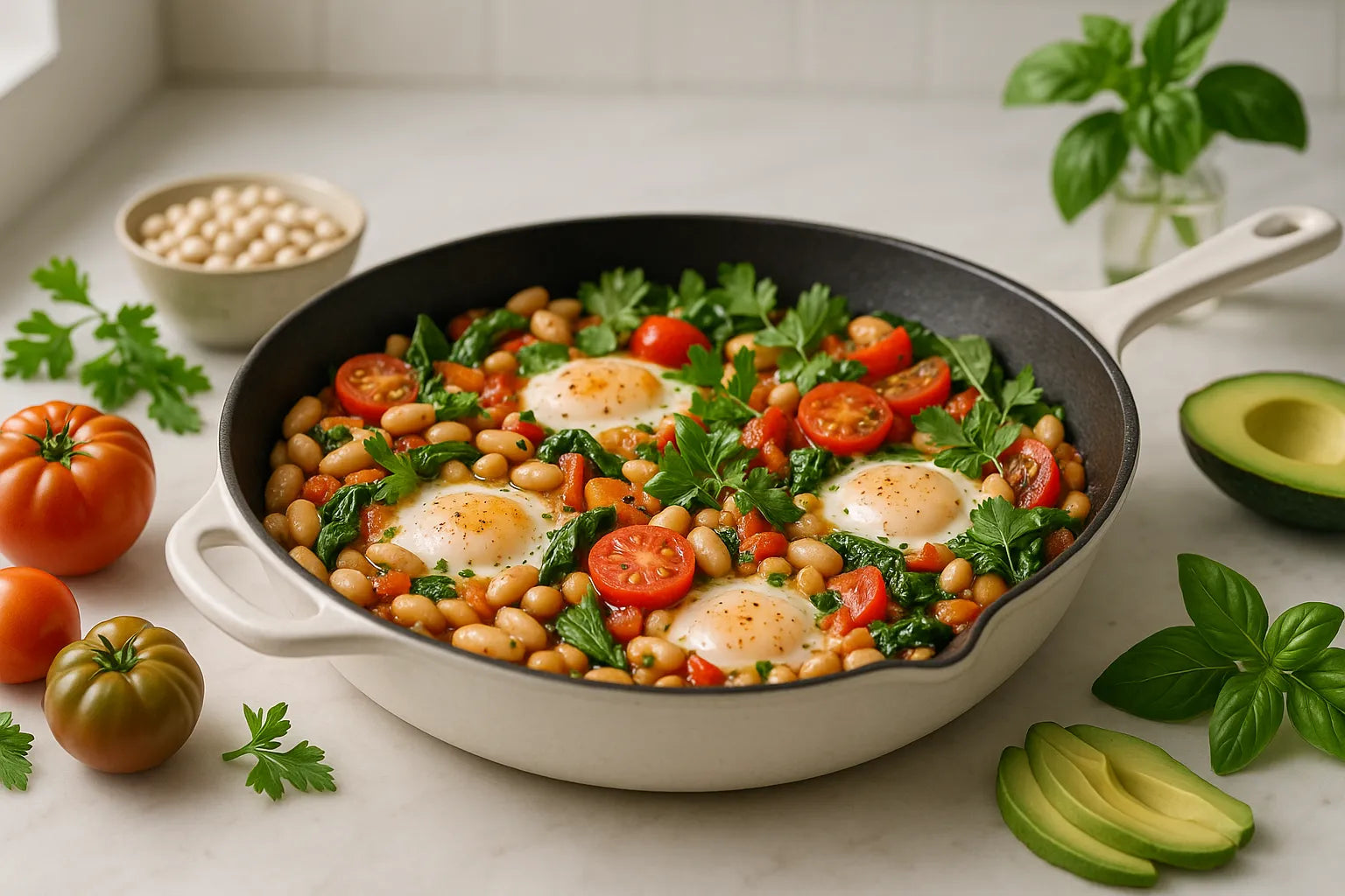 White Bean Tomato Breakfast Skillet