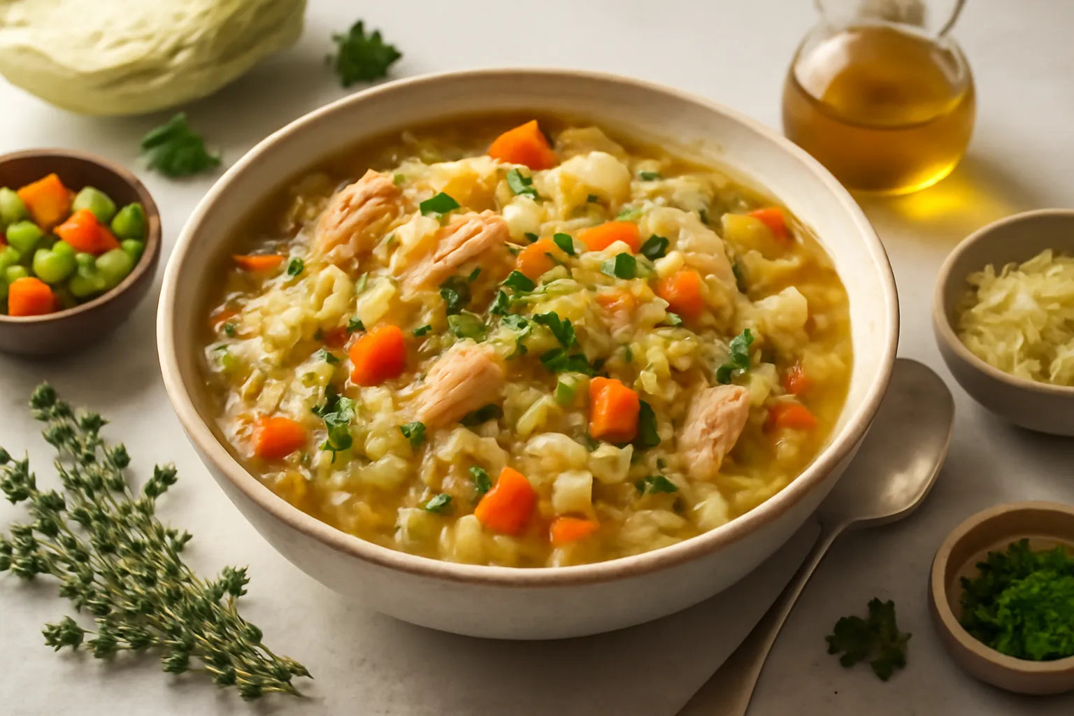 White cabbage stew with turkey
