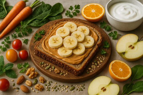 Whole-grain bread with peanut butter and banana