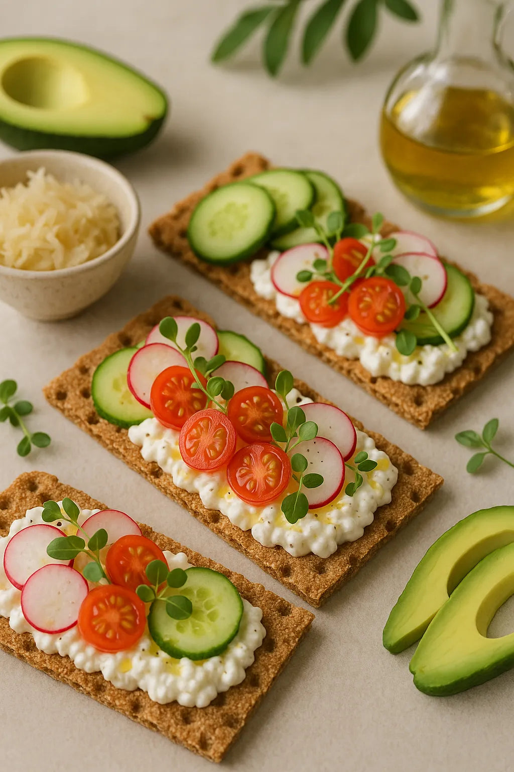 Whole-grain crispbread with cottage cheese