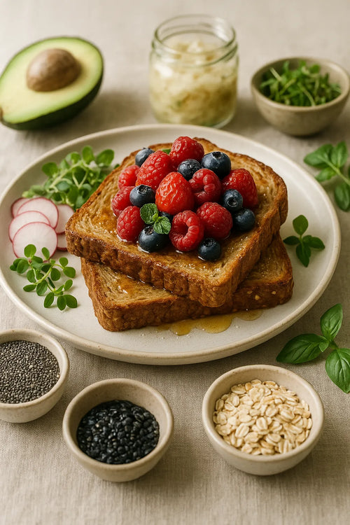 Whole-grain French toast with red berries