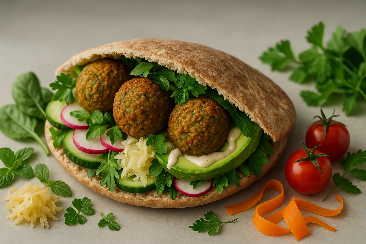 Whole-grain pita with light falafel