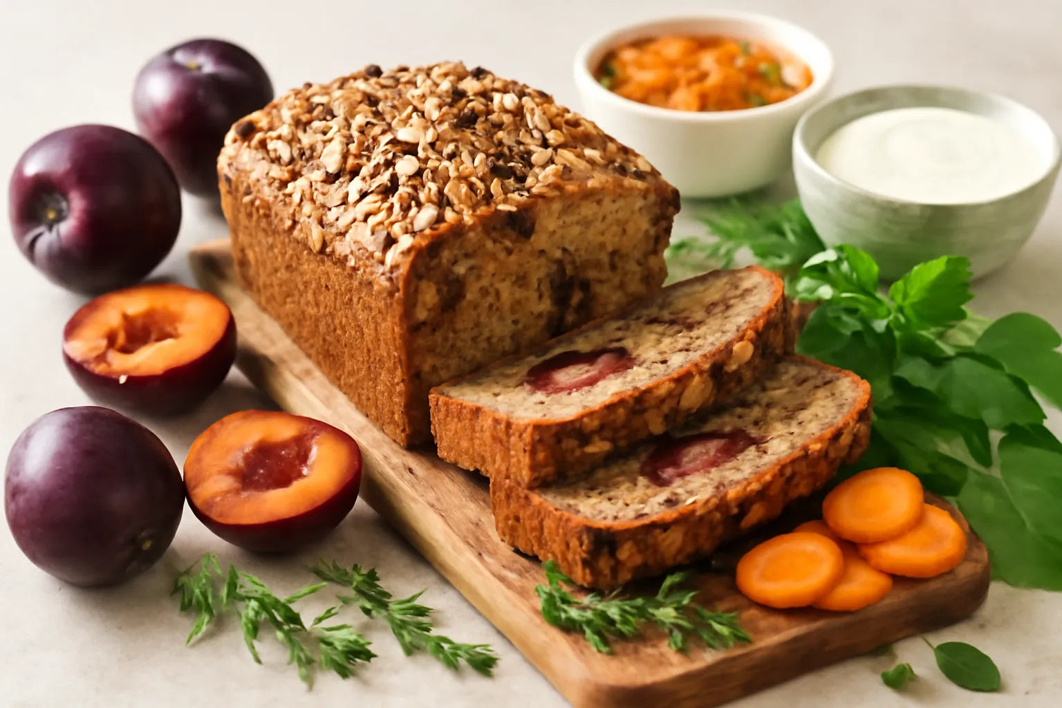 Whole-grain plum cake