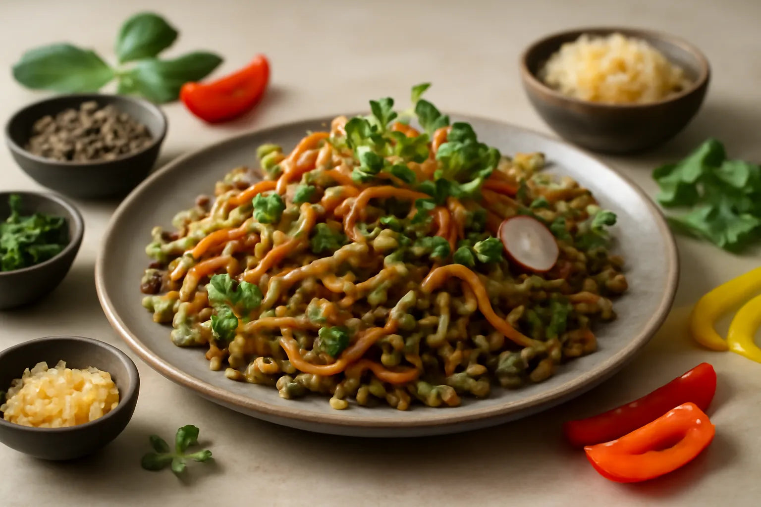 Whole-grain spaetzle with lentils