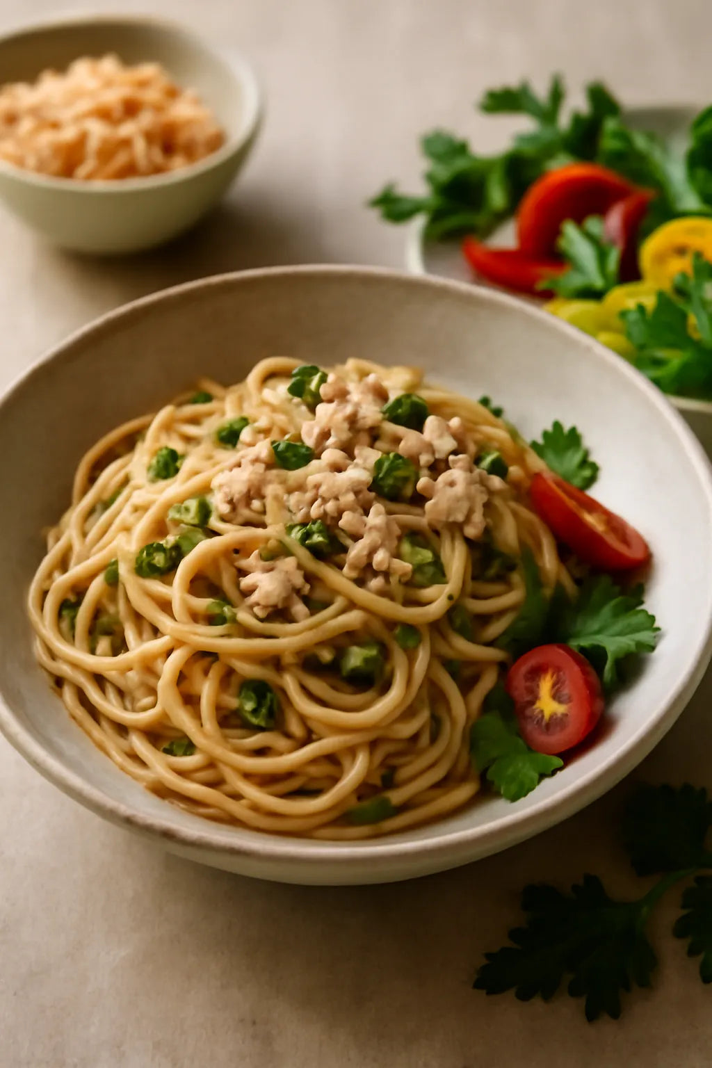 Whole-grain spaghetti with tuna and capers