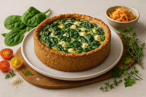 Whole-grain spinach and feta quiche