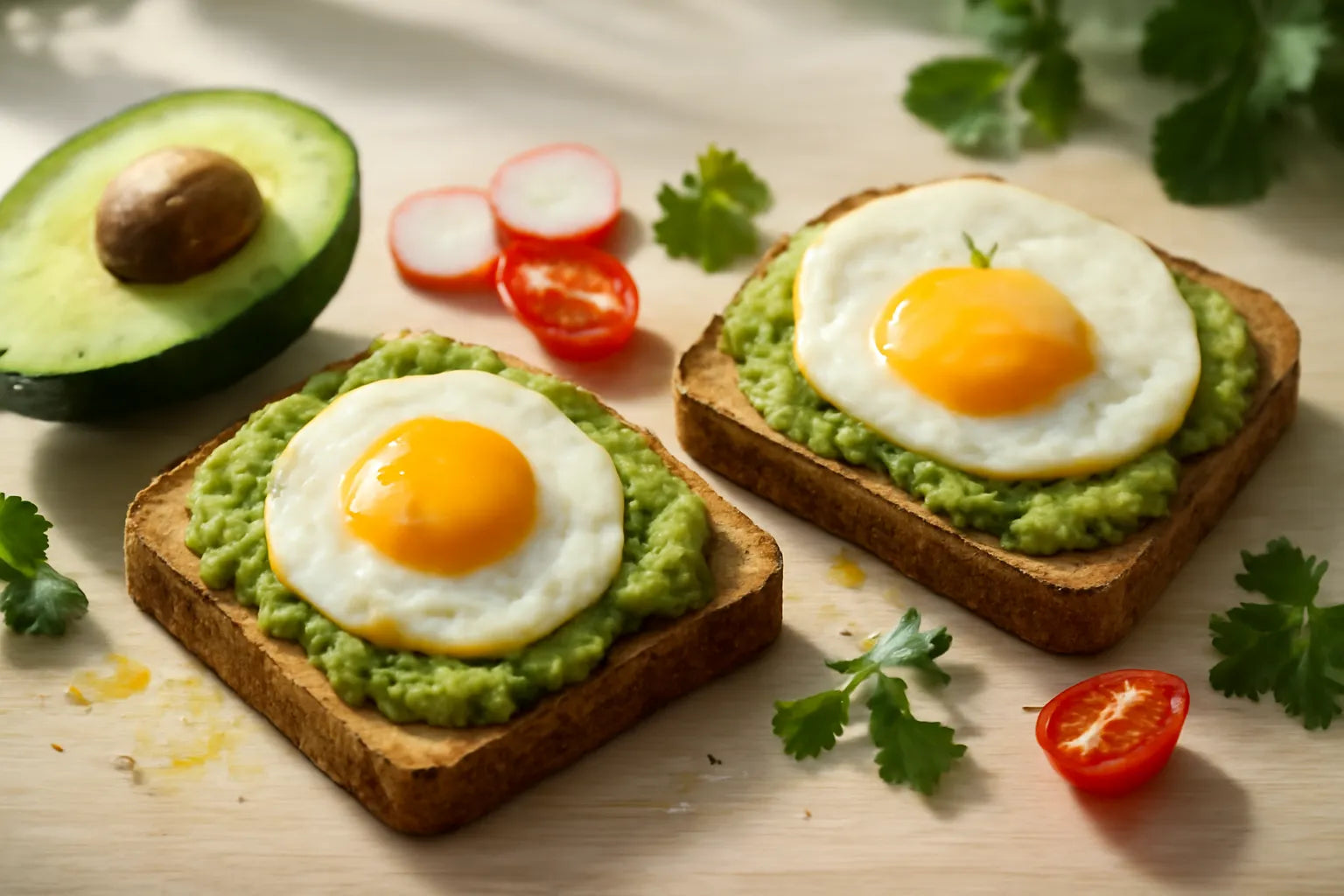 Volkorentoast met avocado en ei