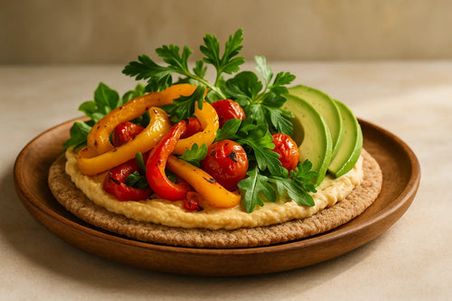 Wholegrain Flatbread with Hummus and Roasted Veg