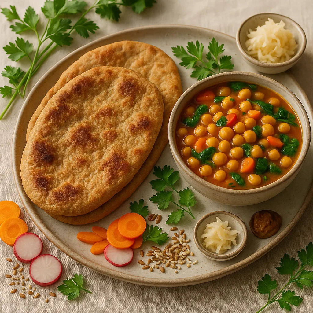 Wholegrain Naan with Chickpea Curry