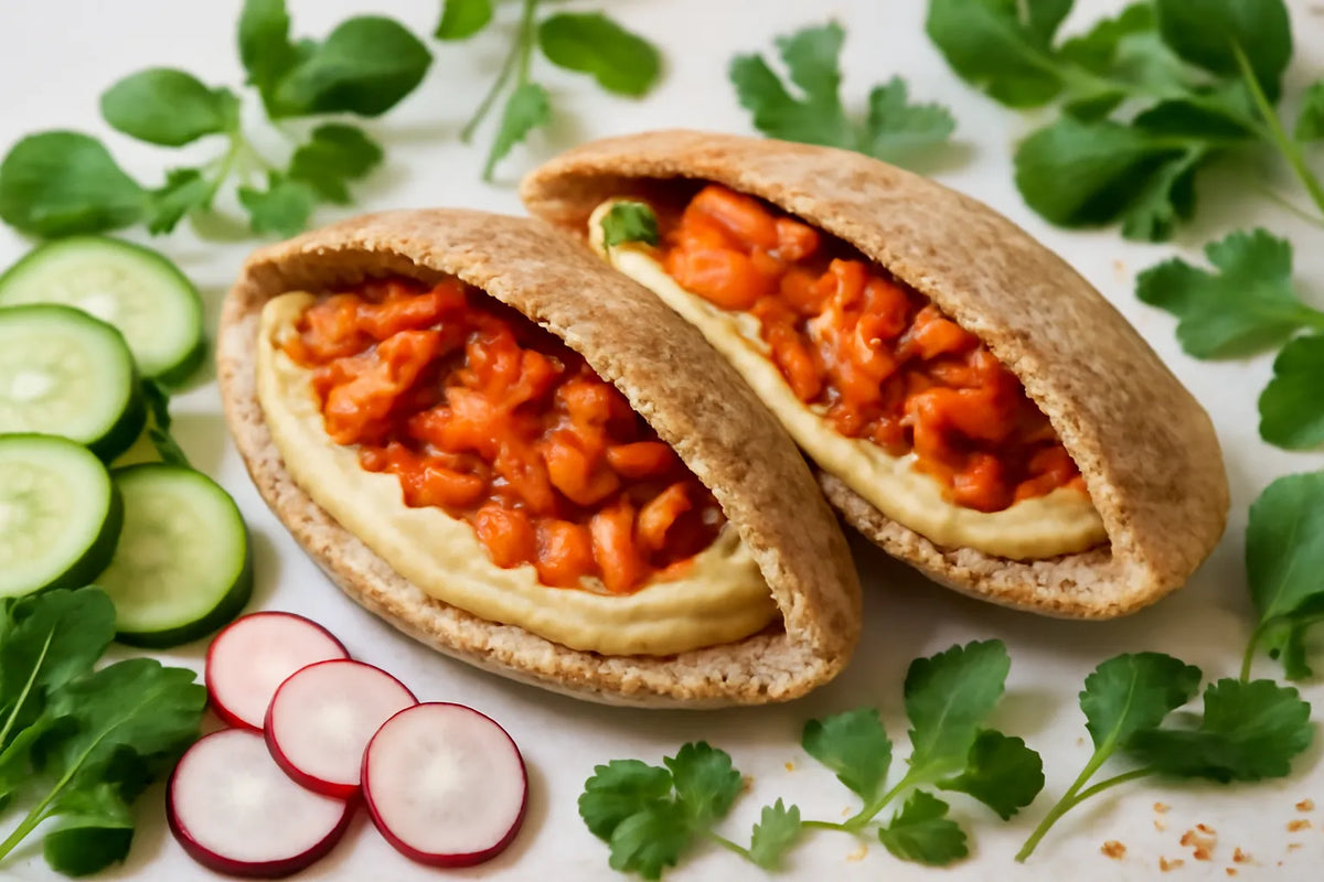 Wholegrain Pita with Hummus and Kimchi