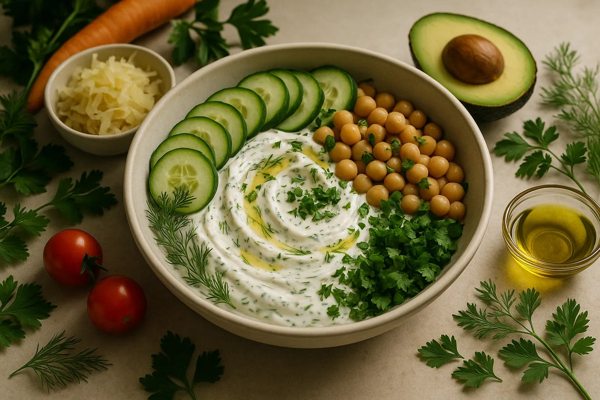 Yogurt Dill Chickpea Cucumber Bowl