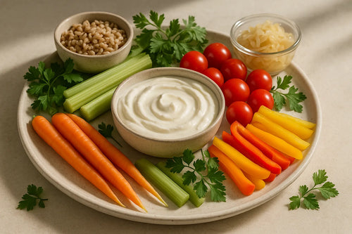 Yogurt dip with raw vegetables